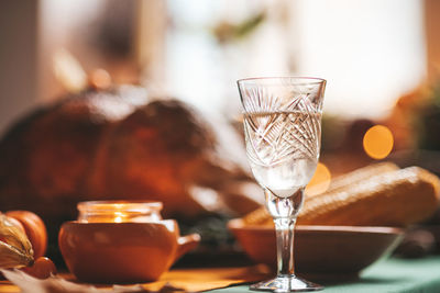 Close-up of wineglass on table