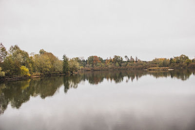 Scenic view of lake against clear sky