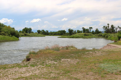 Scenic view of lake against sky