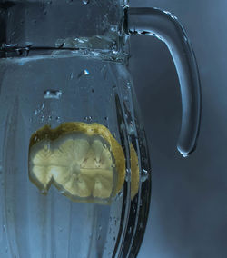 Close-up of lemonade in jar