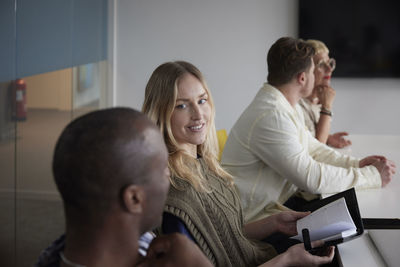 Diverse team having business meeting in conference room