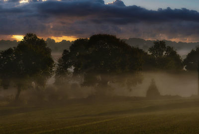 Scenic view of landscape against sky during sunset