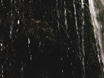 Low angle view of waterfall at night