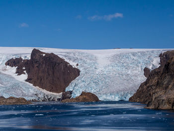 Panoramic view of sea against blue sky