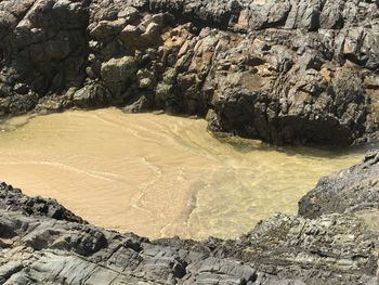 High angle view of rocks on land