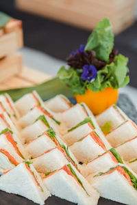 High angle view of sushi in plate