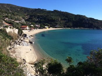 High angle view of calm sea