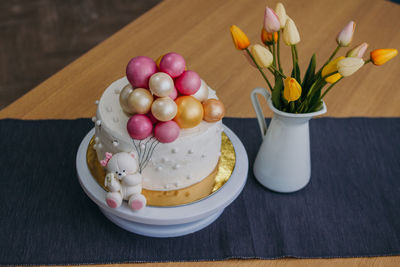 Close-up of various flowers on table