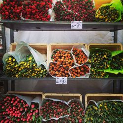 High angle view of fruits for sale at market stall