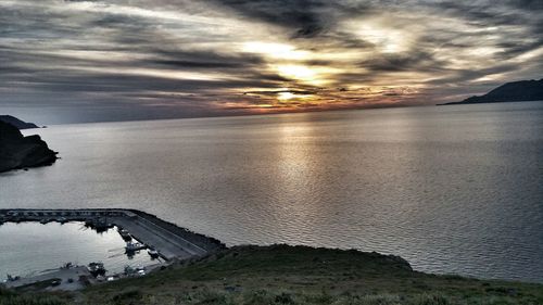 Scenic view of sea during sunset