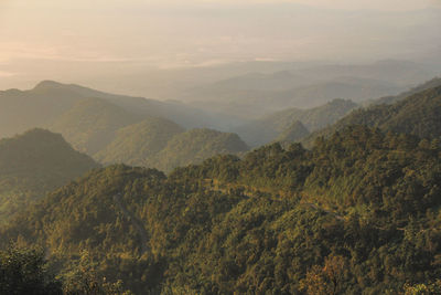 High angle view of mountains against sky