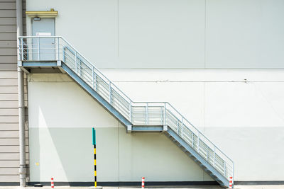 Empty stairs.steel stair for fire exit door in factory.