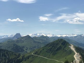 Scenic view of mountains against sky