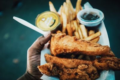 Close-up of hand holding food