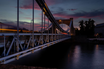 Suspension bridge over river