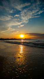 Sunny path at sunset on the beach