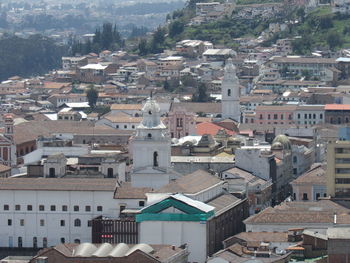 High angle view of buildings in city