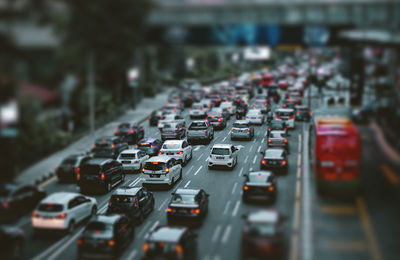 High angle view of traffic on city street