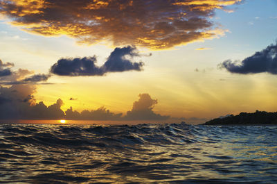 Scenic view of sea during sunset