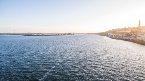 Scenic view of sea against clear sky