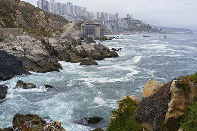 Panoramic view of sea and rocks