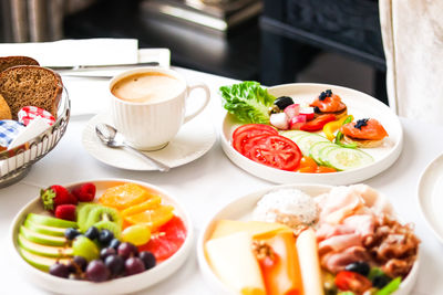 High angle view of food on table