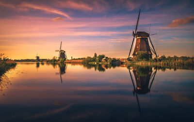 Reflection of sky on water at sunset