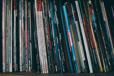 Full frame shot of books in shelf