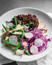 Close-up of salad in plate on table