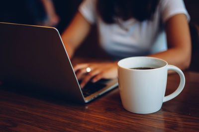 Coffee cup on table