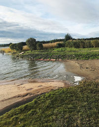 Scenic view of lake against sky