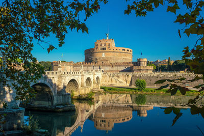 Reflection of arch bridge in water