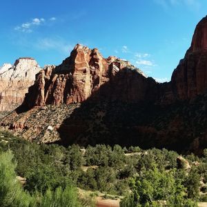 Scenic view of rocky mountains against sky