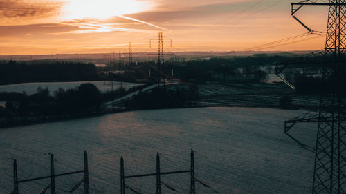 Scenic view of landscape against sky during sunset
