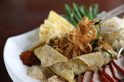 Close-up of food served in plate