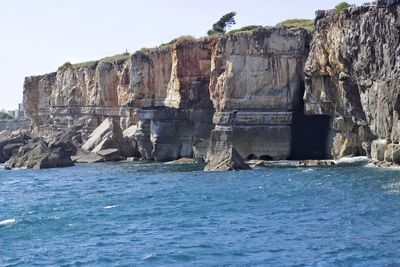 Scenic view of sea against clear sky