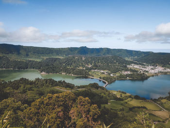 Scenic view of lake against sky