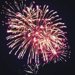 Low angle view of firework display at night