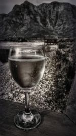 Close-up of beer glass on table