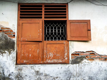 Closed door of old building