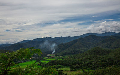Scenic view of mountains against sky