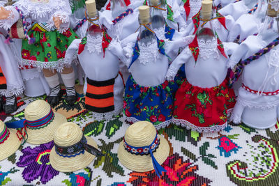 Full frame shot of multi colored dressed for sale at market