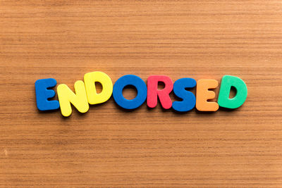 Close-up of text on table