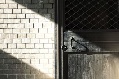 Close-up of window on door