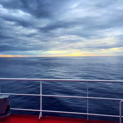 Scenic view of sea against cloudy sky