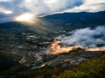 Aerial view of landscape against sky