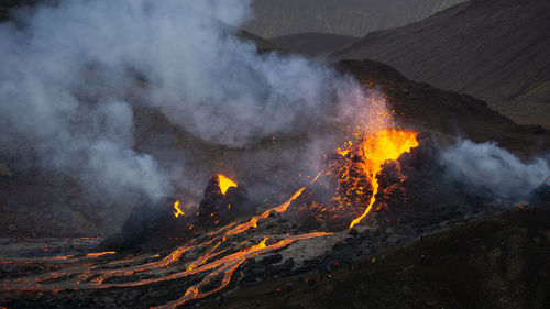 Volcanic eruption in mt fagradalsfjall, southwest iceland. the eruption began in march 2021.