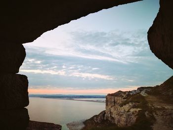 Scenic view of sea against sky during sunset