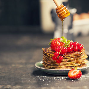 Close-up of strawberries on table