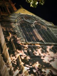 Low angle view of illuminated built structure